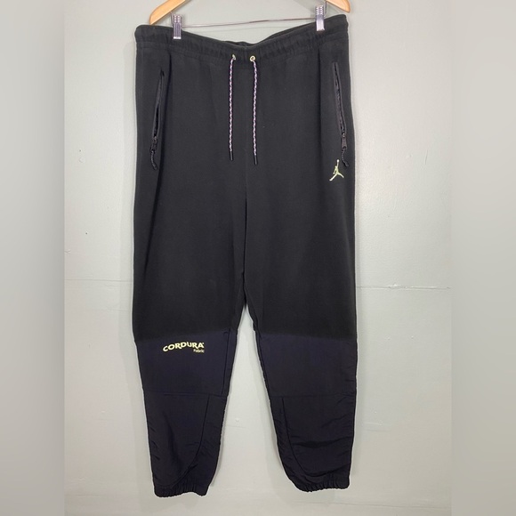 Nike Air Jordan Cordura Fabric Fleece‎ Sweatpants Black Sz XL - Picture 1 of 7